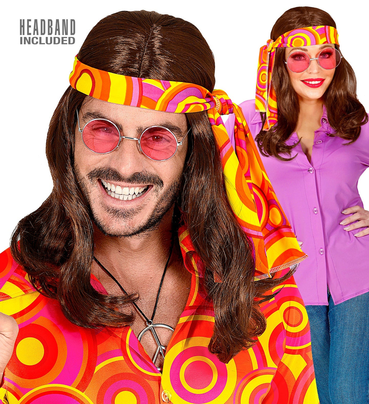 Brown Disco Fever Wig With Headband