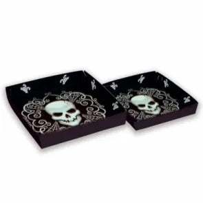 4 serving Platters skull