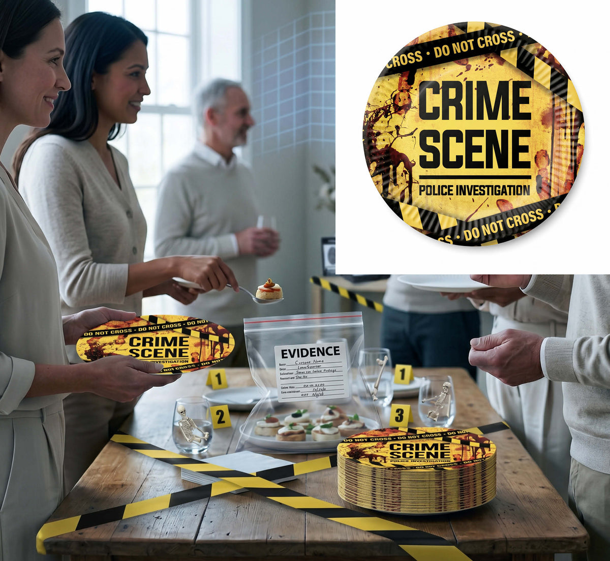 Bag 6 Plates Crime Scene 23 Cm