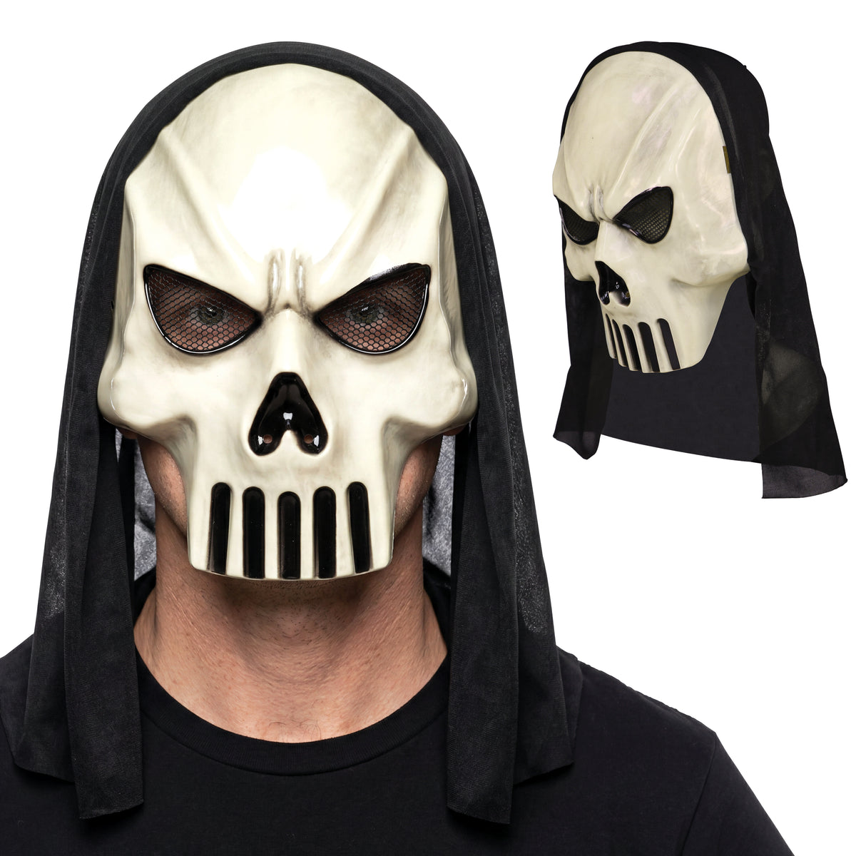 Ghost Skull Mask With Hood, Pvc