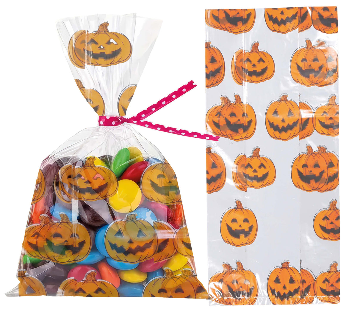 20 Pvc Bags For Candies 28X13 Cm Pumpkins