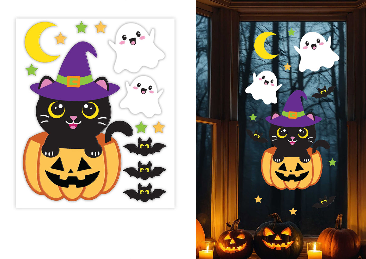 Gel Decoration Cat With Pumpkin 40X50 Cm