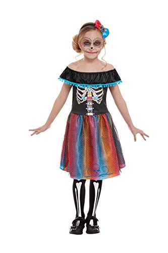 Day of The Dead Girl Costume, Multi-Coloured - M