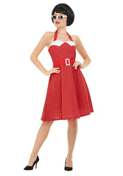 50s Rockabilly Pin Up Costume, Red - L