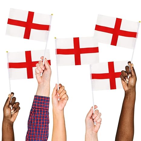 Pack of 10 England Hand Waving Plastic Football Flags Banners