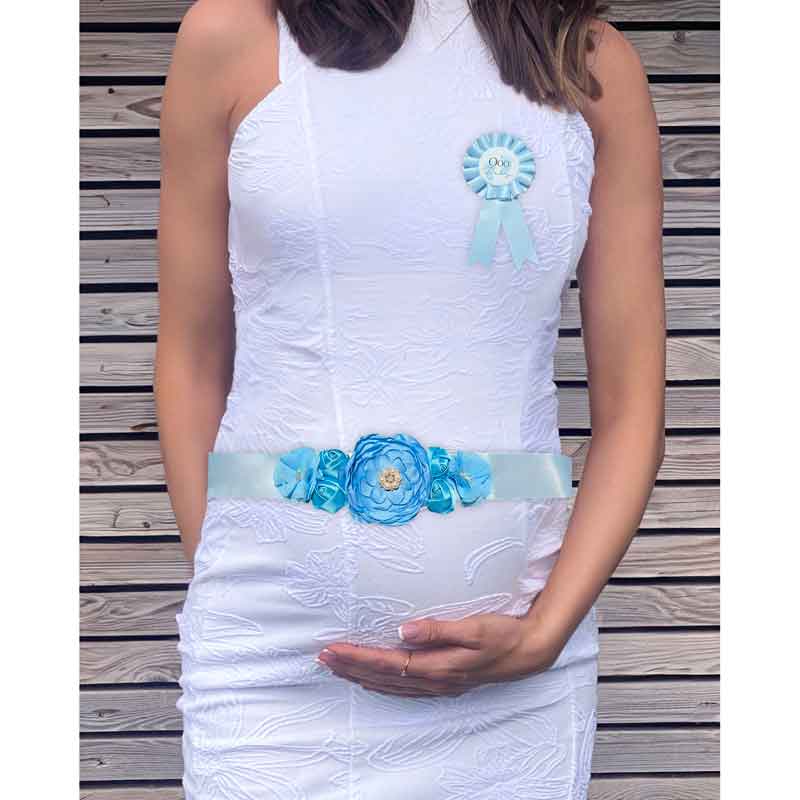Blue Baby Bump Belt & Rosette