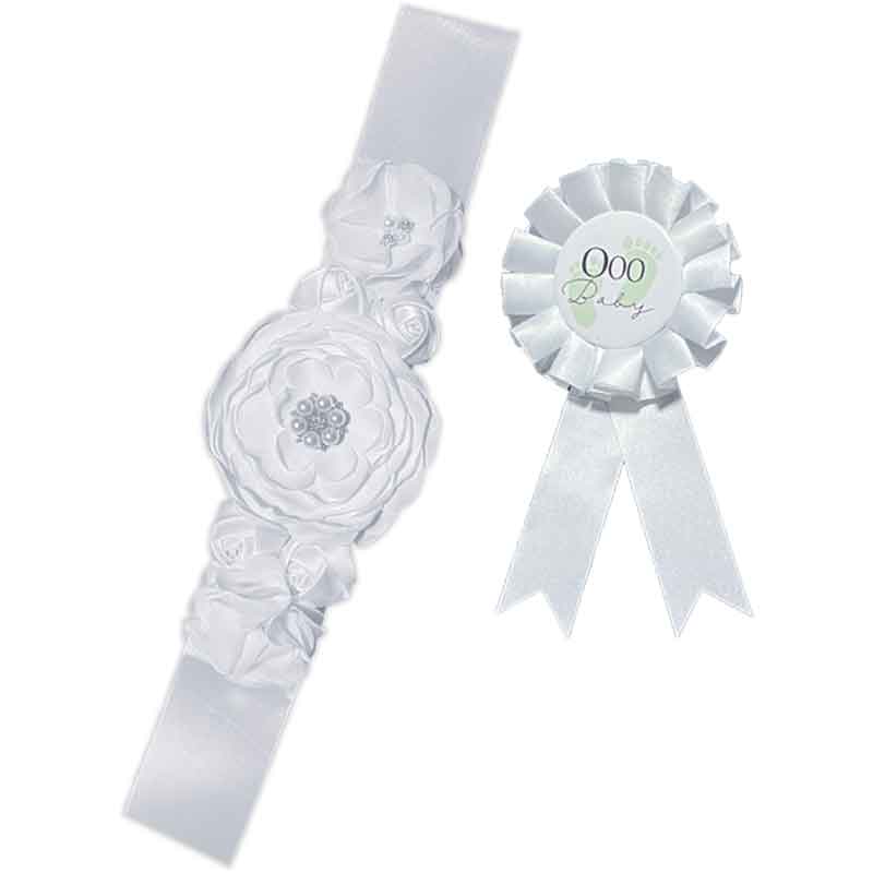 White Baby Bump Belt & Rosette