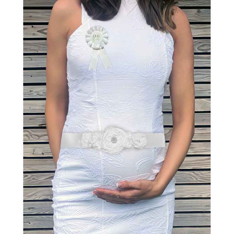White Baby Bump Belt & Rosette
