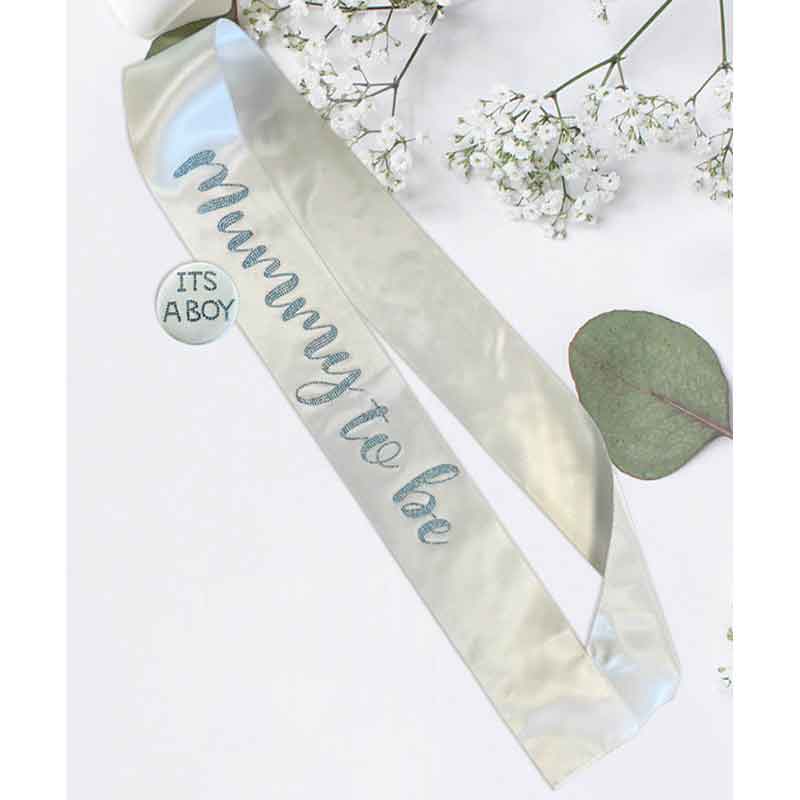 Baby Shower Diamante Sash & Badge Set (Boy)