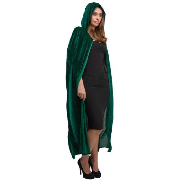 Deluxe velvet Hooded Cloak 140cm-Bottle Green