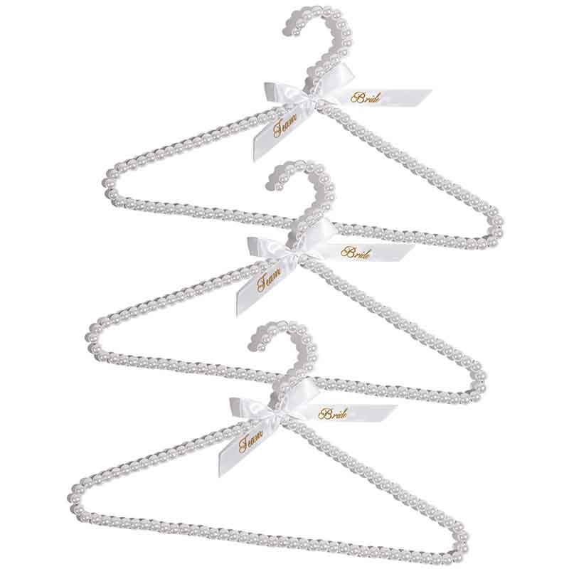 3 Team Bride Printed Beaded Pearl Hangers