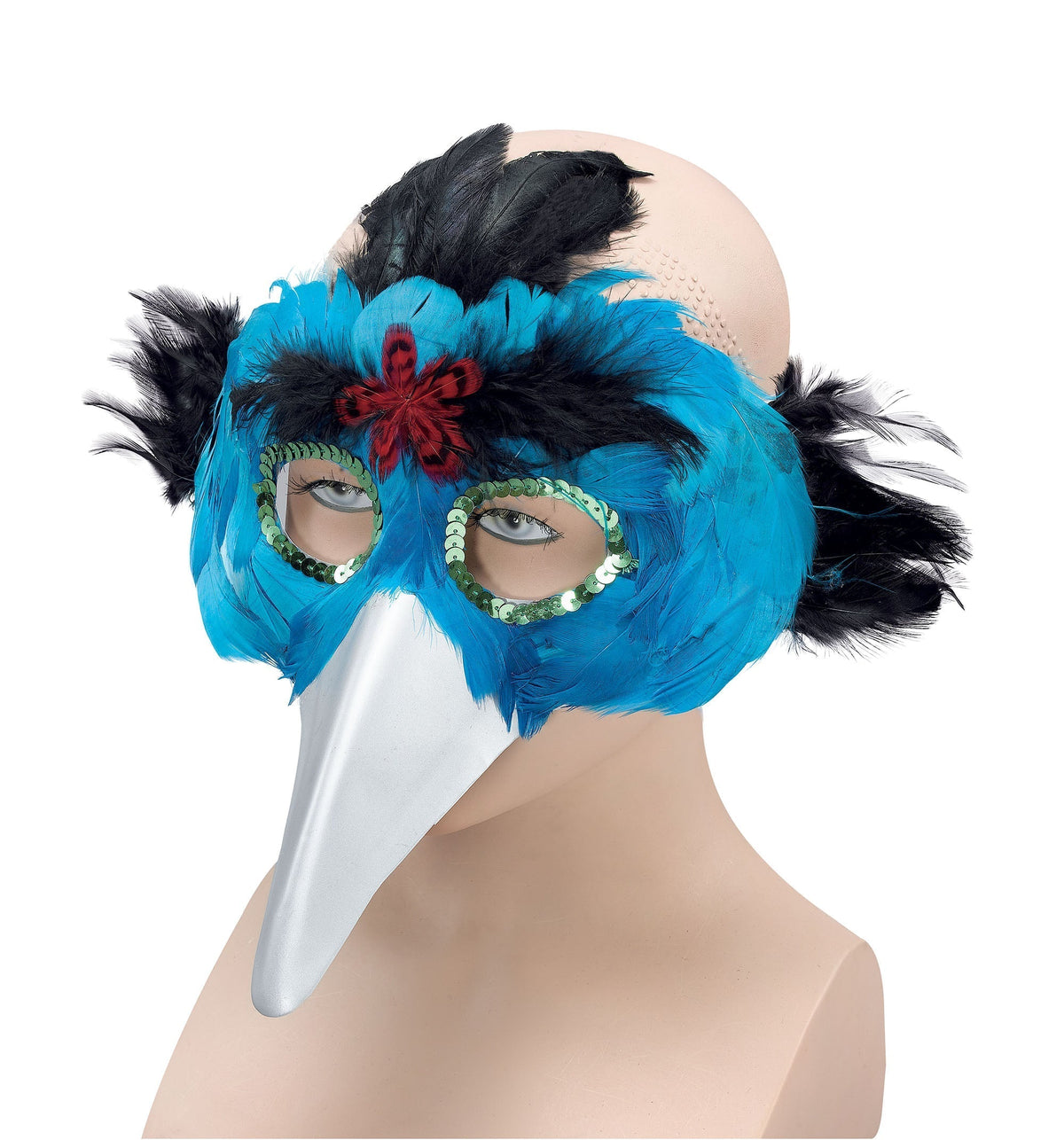 Blue Feather Bird Mask
