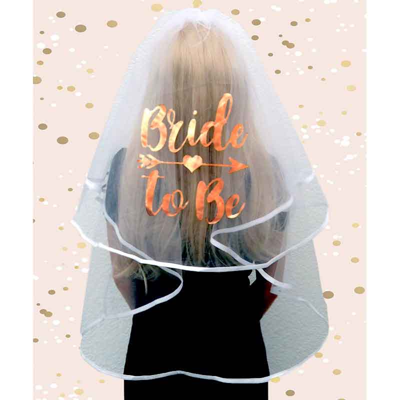 Bride to Be Rose Gold Printed Hen Night Veil