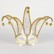 Colombina Jolly Brillante White handmade Venetian jester mask