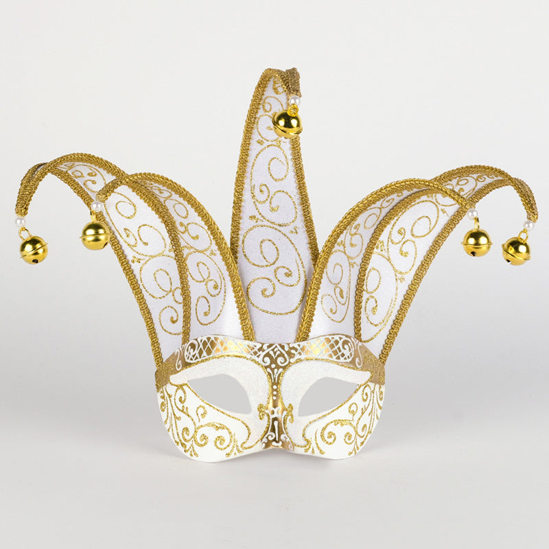 Colombina Jolly Brillante White handmade Venetian jester mask