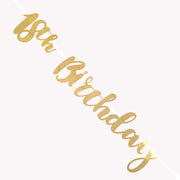 18th Birthday Gold Letter Script Bunting