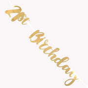 21st Birthday Gold Letter Script Bunting