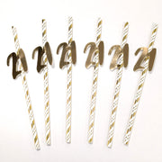 21st Birthday Gold Straws Pack of 6
