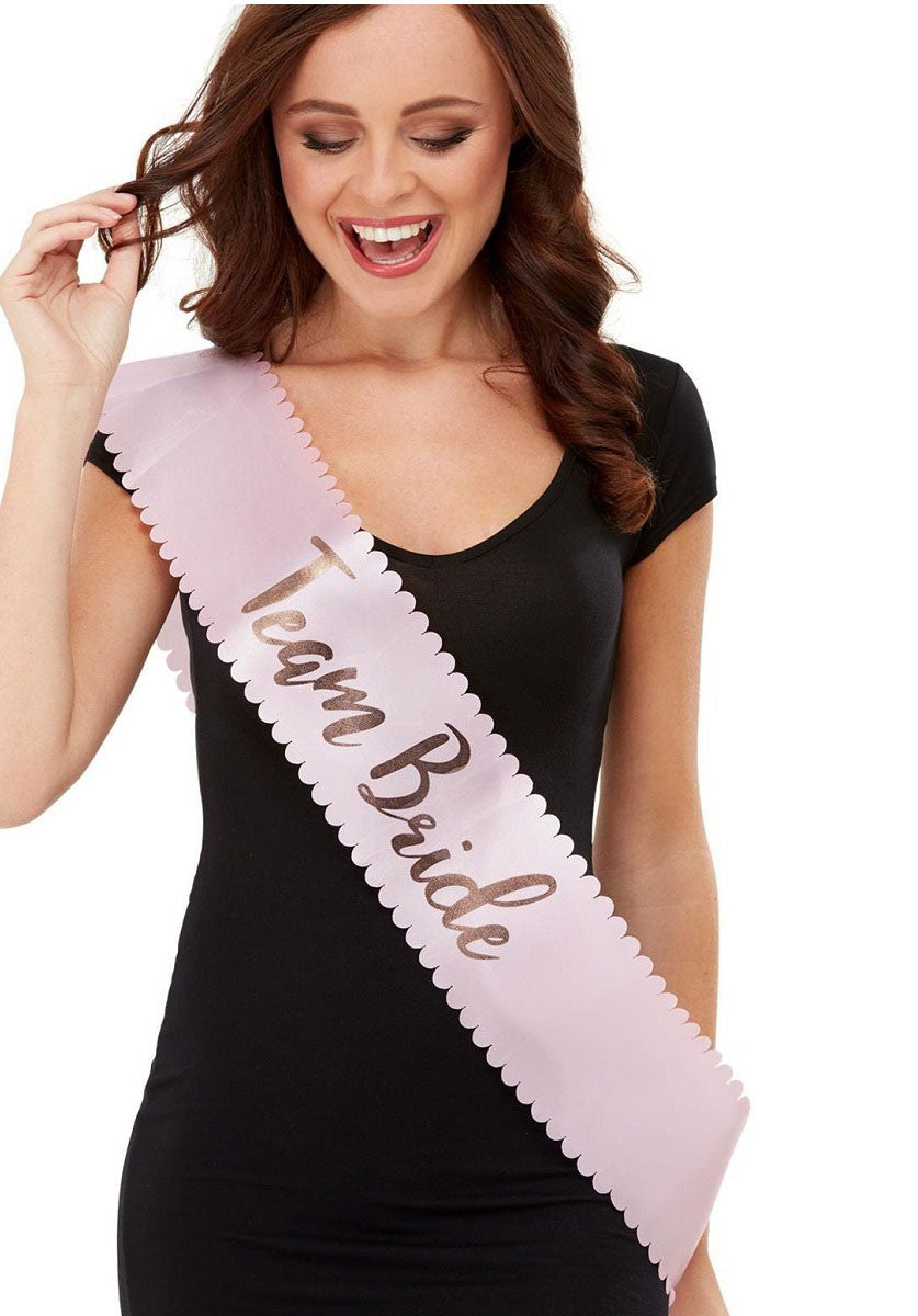 Team Bride Sash - Pink & Gold