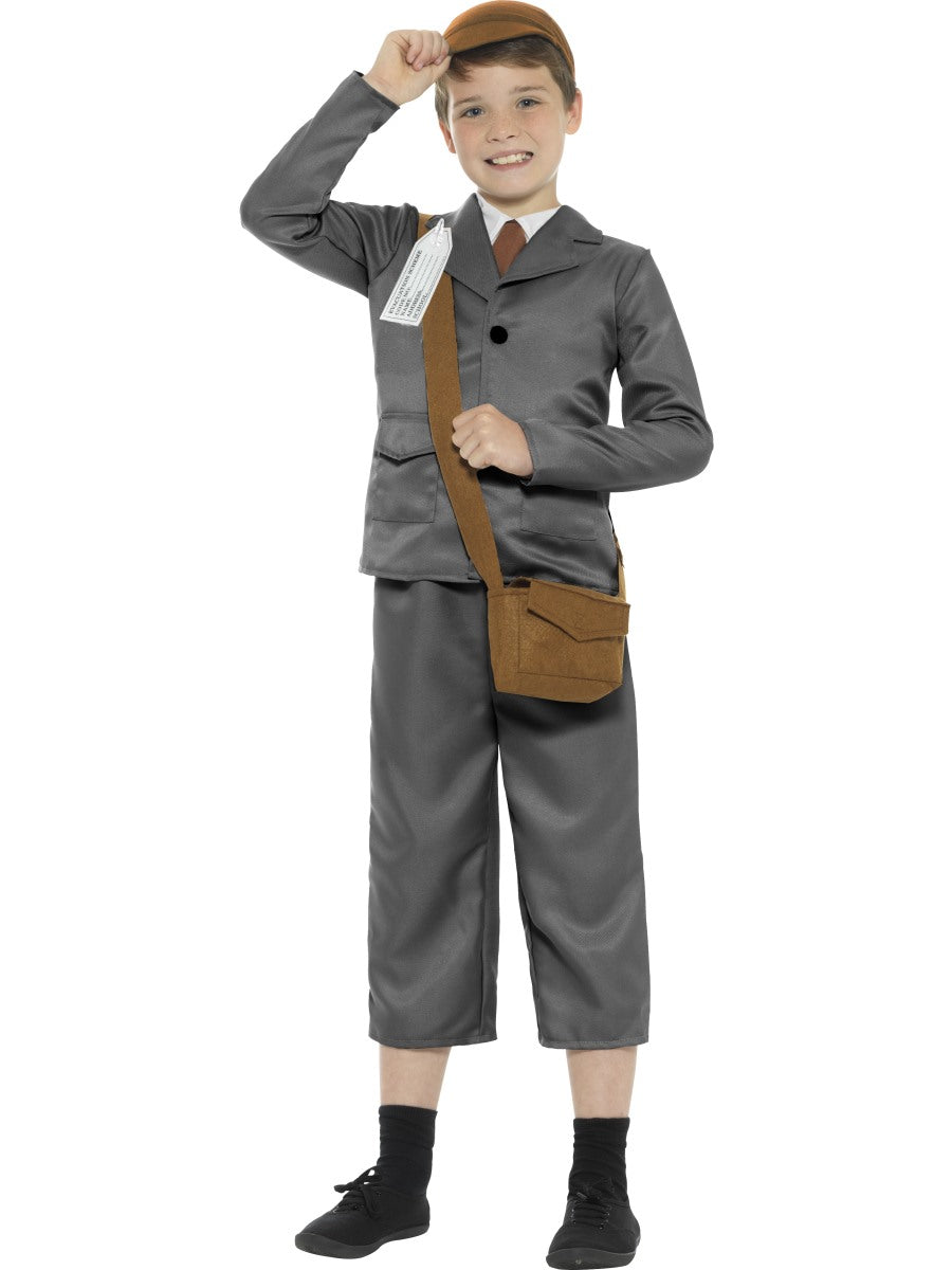 WW2 Evacuee Boy Costume, Grey - T